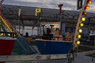 a group of people on a carnival ride