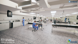 large open room with dissection tables and equipment