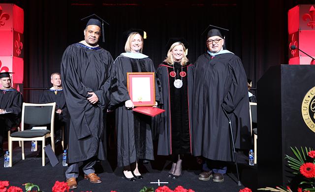 Joyce Markiewicz receives her honorary doctorate of humane letters.